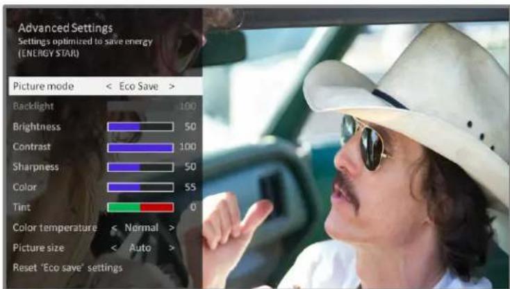 TCL Roku 40FS3800 - Advanced picture settings - 1