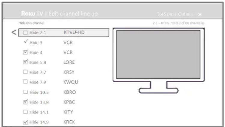 TCL Roku 40FS3800 - Edit broadcast TV channel lineup - 1
