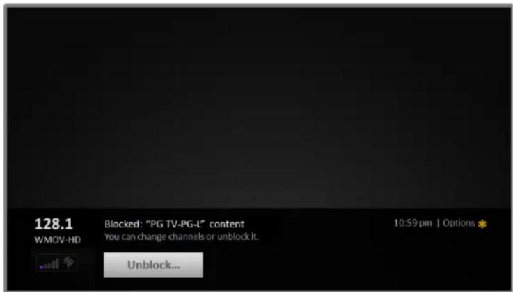 TCL Roku 40FS3800 - What happens when a TV show is blocked? - 1