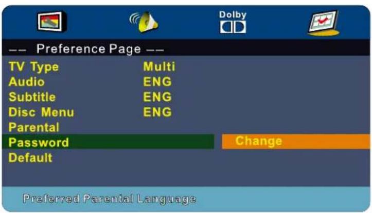 Dolby TV Type Multi Audio ENG Subtitle ENG Disc Menu ENG Parental Password Change Default Preferred Parental Language
