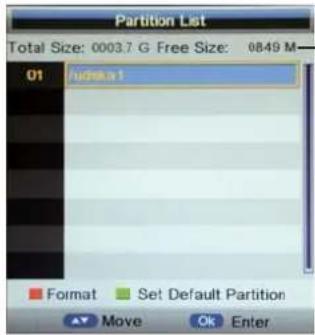 Partition List Total Size: 0003.7 G Free Size: 0849 M 01 udikin1 Format Set Default Partition Move Ok Enter