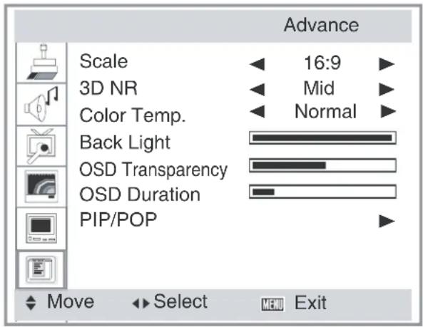 TechnoStar TF-L32B ATV - Advance menu - 1