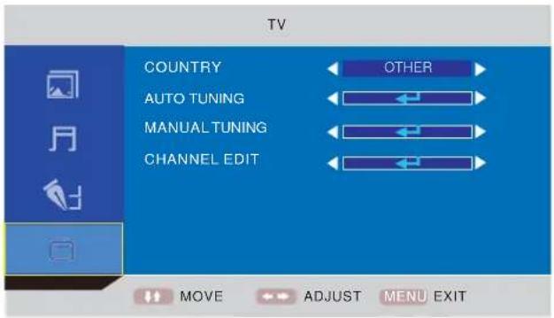 TechnoStar TF-L19B ATV - Hoofdmenu OSD: - 3