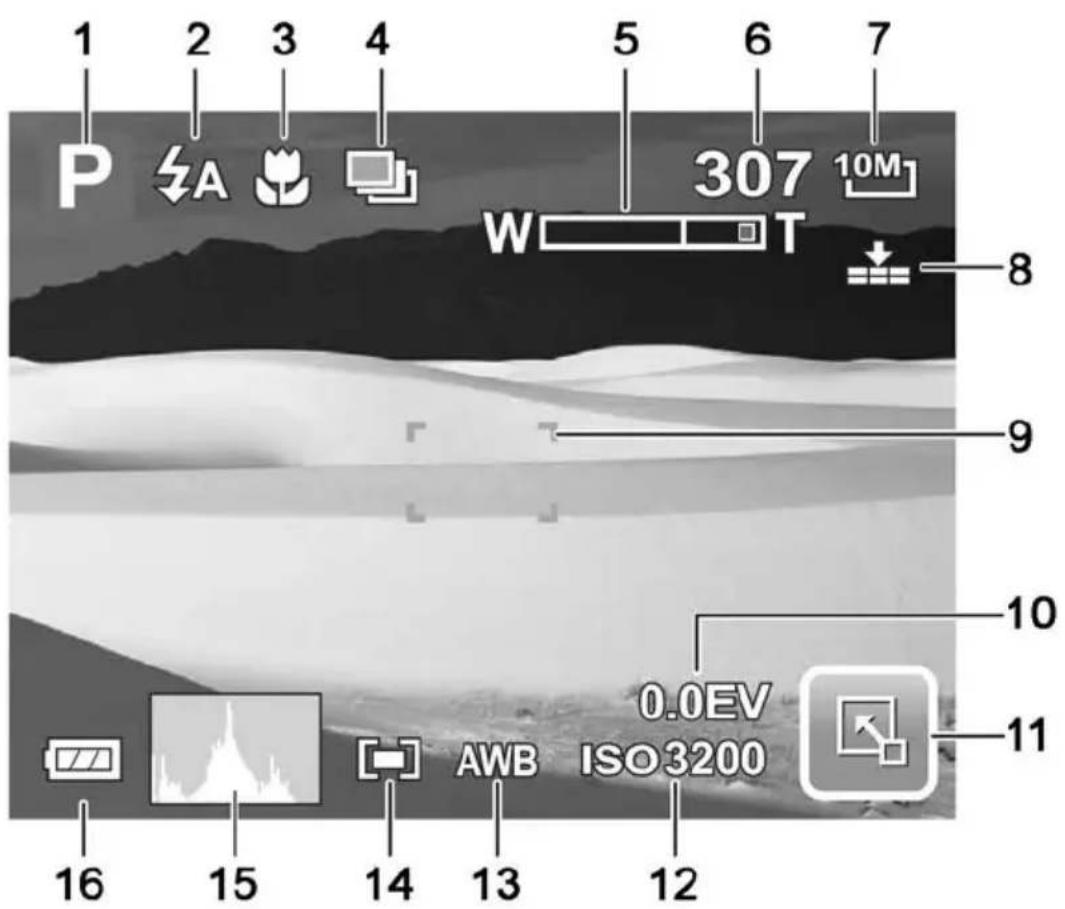 1 2 3 4 5 6 7 P A W 307 10M T 8 9 10 0.0EV 11 AWB ISO3200 12 13 14 15 16