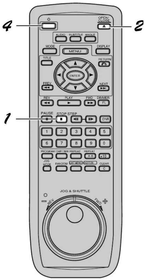 OPEN/ CLOSE AUDIO SUBTITLE ANGLE MODE MENU DISPLAY TITLE RETURN ENTER PREV NEXT REV PLAY FWD DIMMER FL PAUSE STOP STEP DNR 1 2 3 4 5 6 7 8 9 0 PROGRAM CHIP/IME REP/AT REP/AT A B +10 JOG RANDOM CURRENT CLEAR MODE C JOG & SHUTTLE FWD