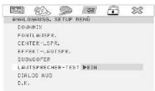 ANALDROUS, SETUP HENU DOWNX FONTLAISPR. CENTER-LSPR. EFFECT-LAUTSPR. SUBWOOFER LAUTSPRECHER-TEST EIN DIRLOG AUS D.K.