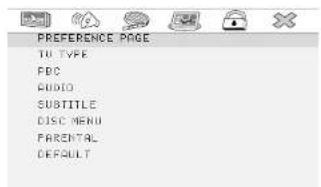 PREFERENCE PAGE TO TYPE PDC AUDIO SUBTITLE CISC MENU PARENTAL DEFAULT