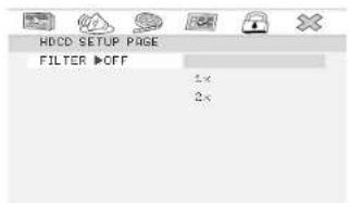 HOCC SETUP PAGE FILTER >OFF 1x 2x