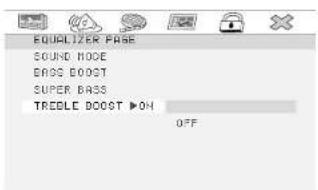 EQUALIZER PASE SOUND MODE END DOOST SUPER BASS TREGLE DOOST >0H OFF