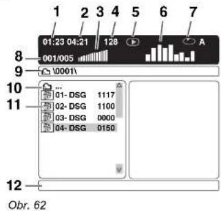 1 2 3 4 5 6 7 01:23 04:21 128 A 001/005 0001 8 9 10 11 01- DSG 1117 02- DSG 1100 03- DSG 0000 04- DSG 0150 12 Obr. 62