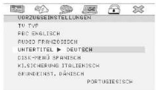 VORZUGSEINSTELLUNGEN TV TVP ABC ENGLISH AUDIO FRANZOGISCH UNTERTITEL ▶ DEUTSCH DISCHRENÜ SPANISCH K.I.SICHERUNG ITALIENISCH GRUNDEINST. DÄNISCH PORTUGIESISCH