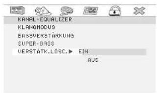 KANAL-EQUALIZER KLANGMODUS BASSVERSTÄRKUNG SUPER-DAS VERSTÄTK.LÖSC.► EIN AUS