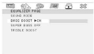 EQUALIZER PAGE SOUND NODE BAGS BOOST ▶CH SUPER BAGS OFF TREELE BOOST