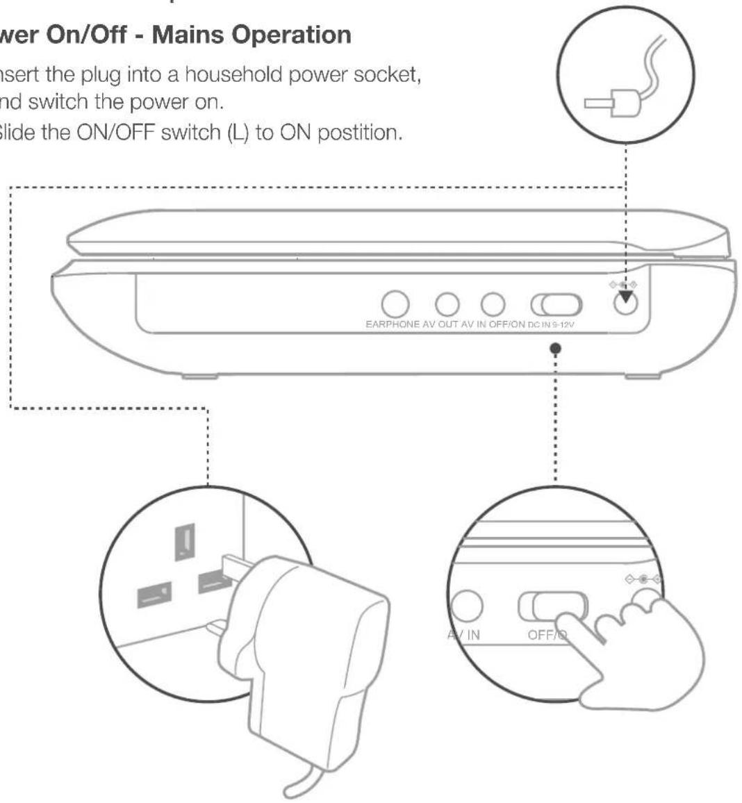 Goodmans GDVDPLY01 - Power On/Off - Mains Operation - 1