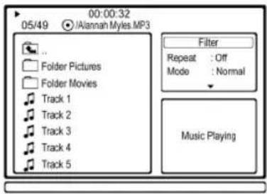 00:00:32 05/49 ©/Alannah Myles.MPS3 Filter Repeat : Off Mode : Normal Track 1 Track 2 Track 3 Track 4 Track 5 Music Playing