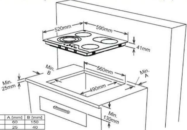 NORDMENDE HCT62FL - Locating your built-in hob - 1