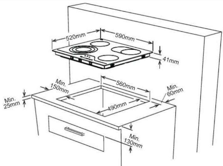 NORDMENDE HCT61FL - Locating your built-in hob - 1