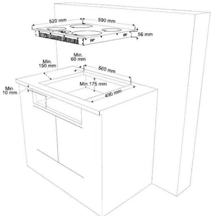 NORDMENDE HCI60FL - Einbau des Kochfelds in eine Arbeitsplatte - 1