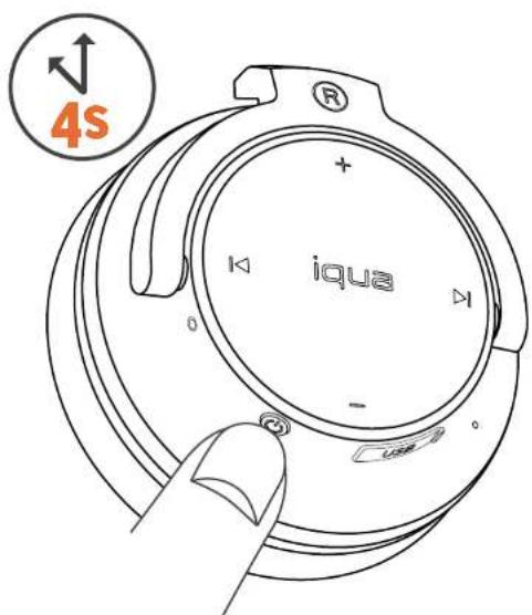 IQUA Street - Switching the Iqua Street headphones on and off after pairing: - 1