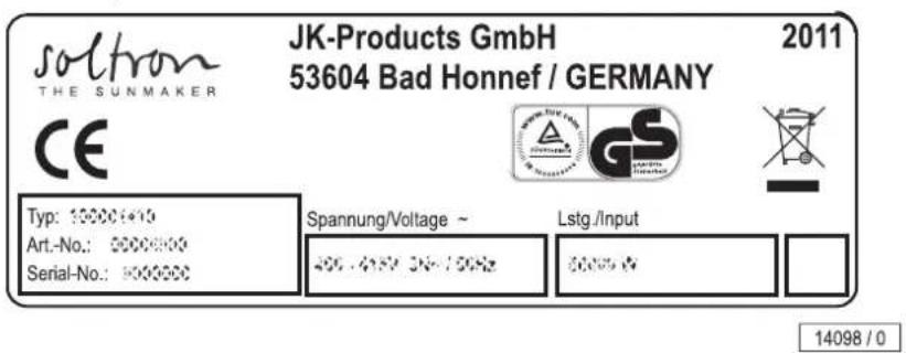 Soltron S-50 - Signs and stickers on the device - 2