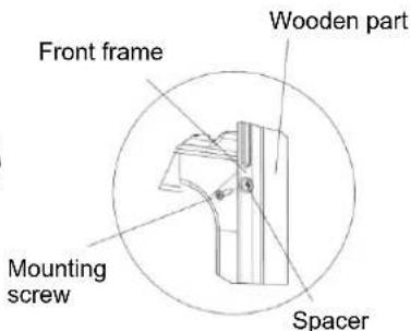 Front frame Wooden part Mounting screw Spacer