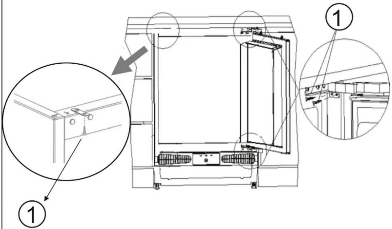 Technical diagram of a mechanical assembly with labeled components and magnified views showing detail views.