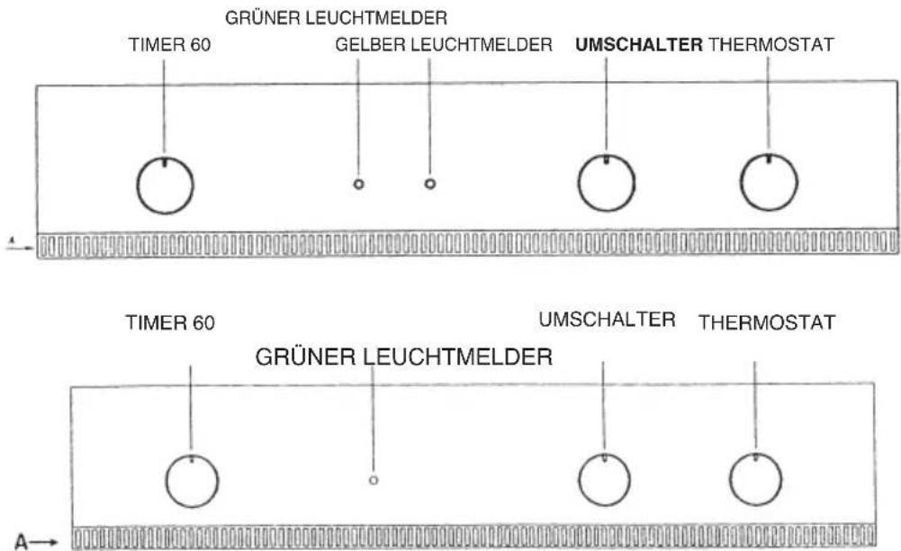 GRÜNER LEUCHTMELDER TIMER 60 GELBER LEUCHTMELDER UMSCHALTER THERMOSTAT A→ GRÜNER LEUCHTMELDER TIMER 60 UMSCHALTER THERMOSTAT A→