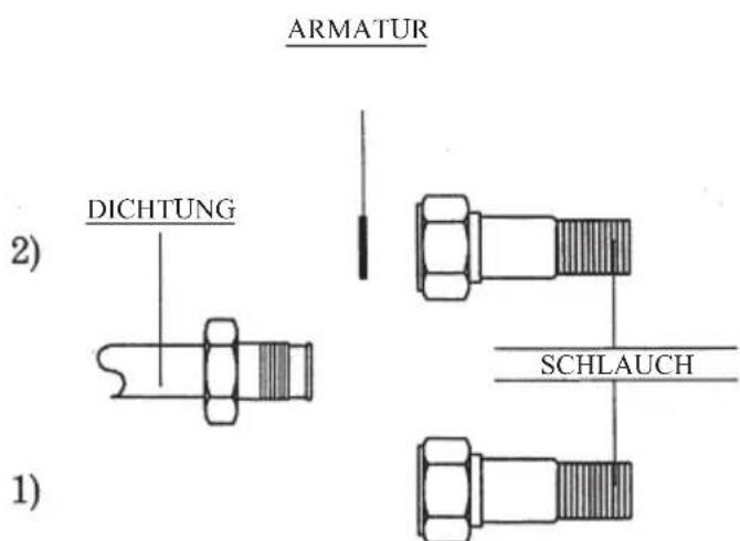 ARMATUR 2) DICHTUNG SCHLAUCH 1)