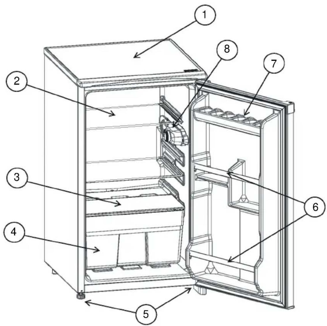 Luxor KS 121 A+G LUX - DE ONDERDELEN VAN HET TOESTEL EN DE COMPARTIMENTEN - 1