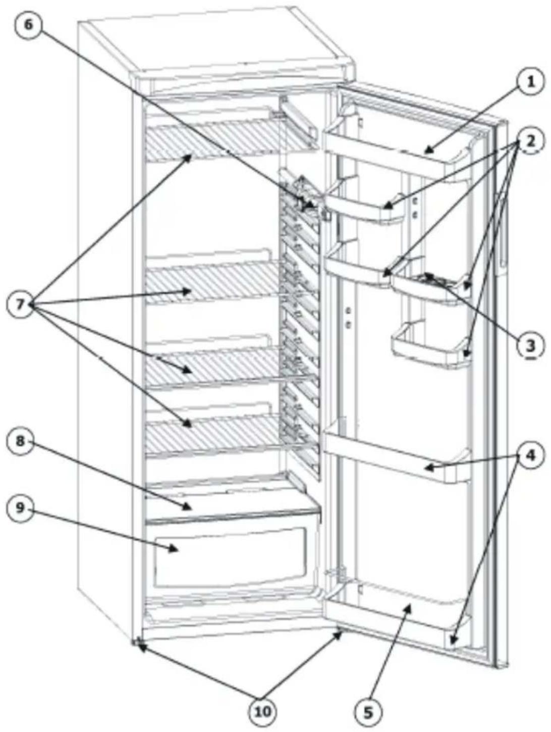 NORDMENDE RTL265WHA - THE PARTS OF THE APPLIANCE AND THE COMPARTMENTS - 1