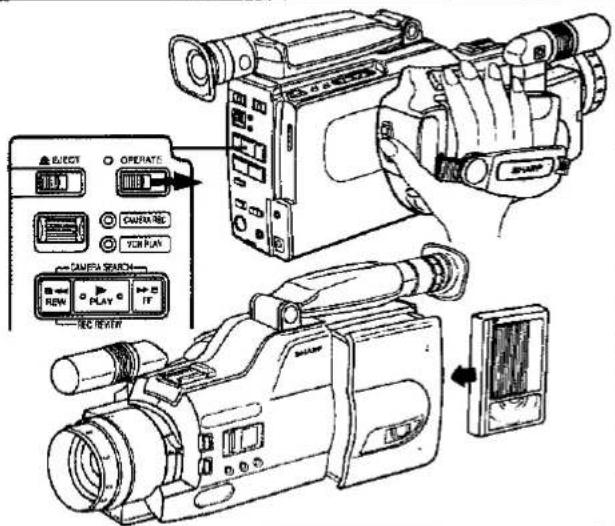 EJECT OPERATE CAMERA COM PLAY CAMERA SEARCH REW PLAY REC REVIEW SPART