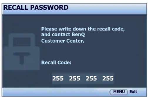 BENQ TH680 - Entering the password recall procedure - 1
