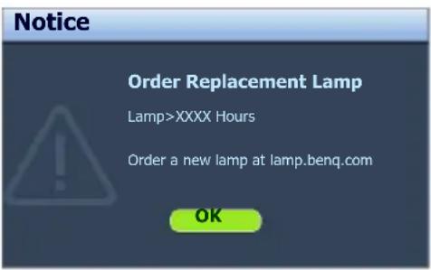BENQ TH680 - Timing of replacing the lamp - 2