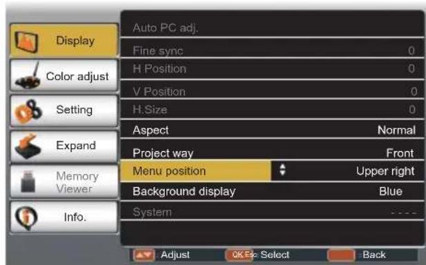 EIKI LC-XBS500 - Menu Position - 3