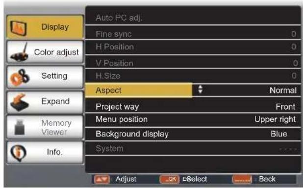 EIKI LC-XBS500 - Menu Position - 1