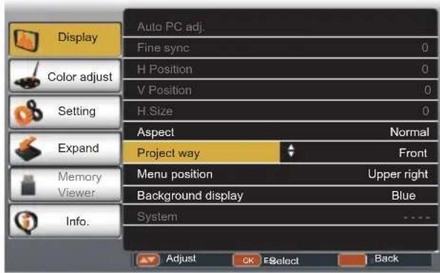 EIKI LC-XBS500 - Menu Position - 2