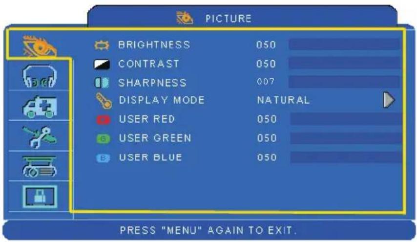 EIKI LC-WNB3000N - Picture Menu - 1