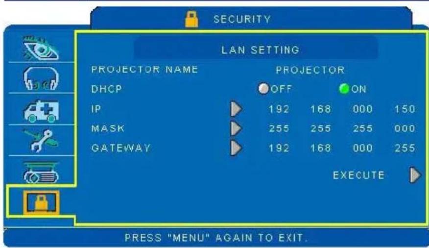 EIKI LC-WNB3000N - Security Menu - 1