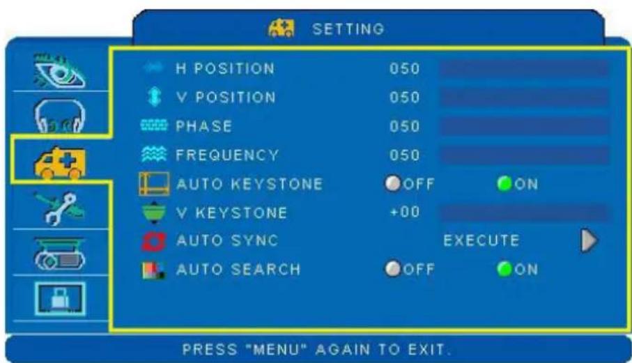 EIKI LC-WNB3000N - Setting Menu - 1