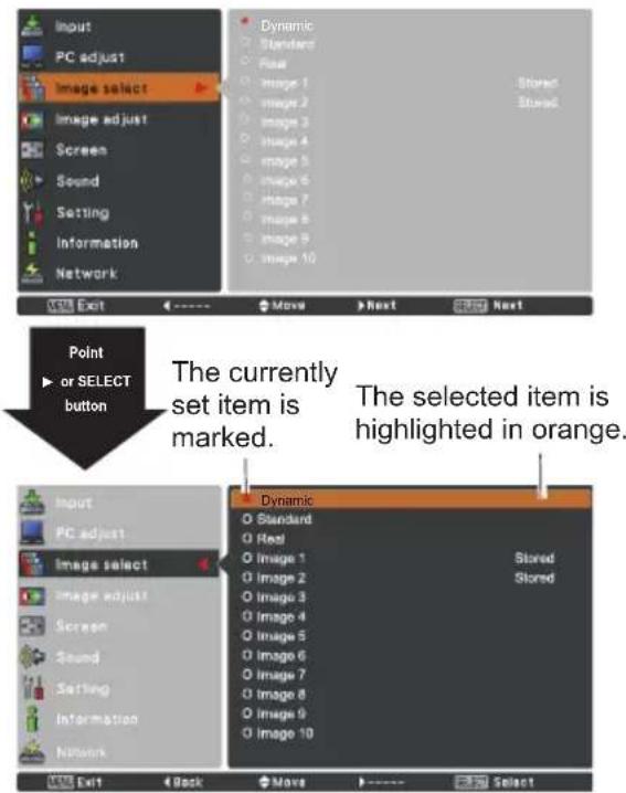 EIKI LC-WUL100A - How to Operate the On-Screen Menu - 3