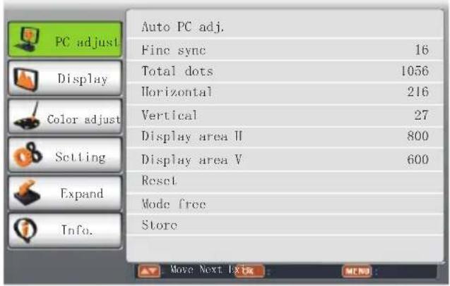 EIKI LC-WNS3200 - PC adjust Menu - 1
