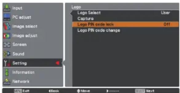 EIKI LC-WB200 - Logo PIN code lock - 2
