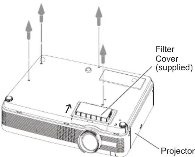 EIKI LC-WB200 - Attaching the Filter Cover to the Projector - 1