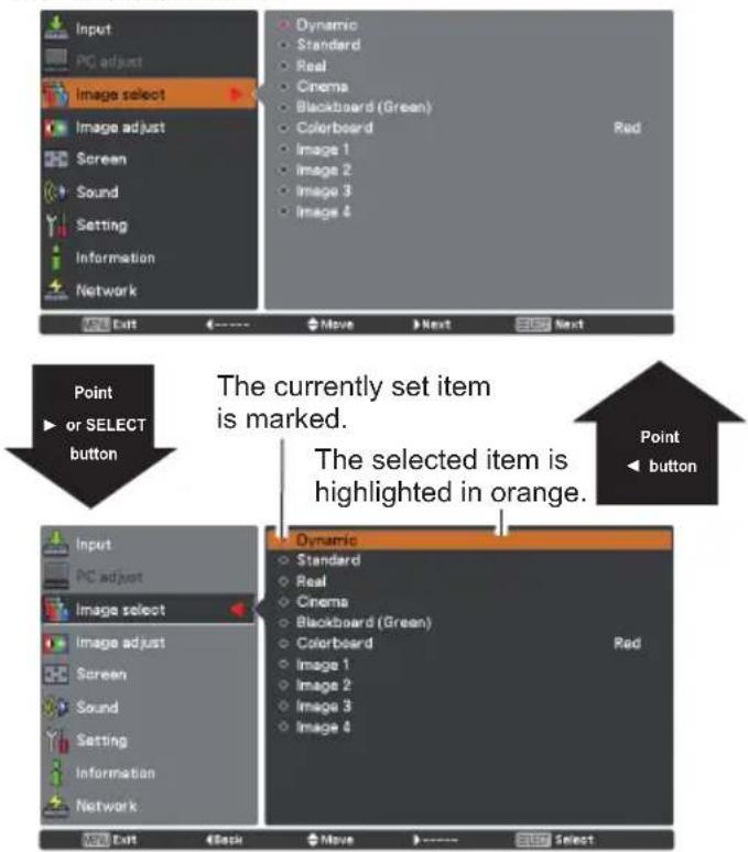 EIKI LC-WB200 - How to Operate the On-Screen Menu - 3