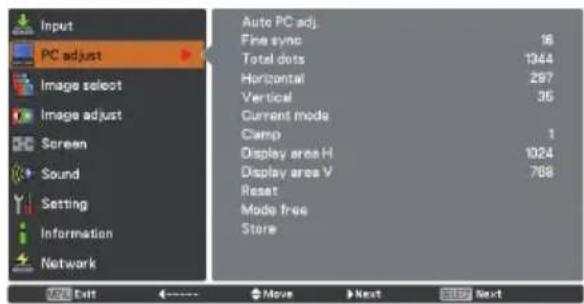 EIKI LC-WB200 - To store adjustment parameters - 1