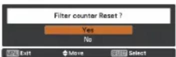 EIKI LC-WB200 - Resetting the Filter Counter - 6