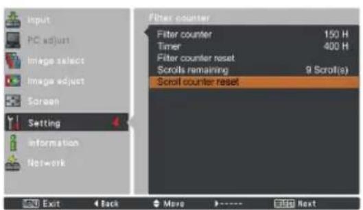 EIKI LC-HDT700 - Resetting the Scroll Counter - 1