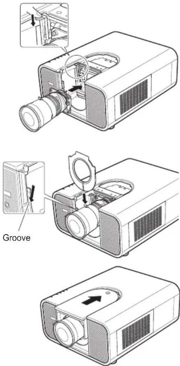 EIKI LC-HDT700 - Attaching the lens to the projector - 1