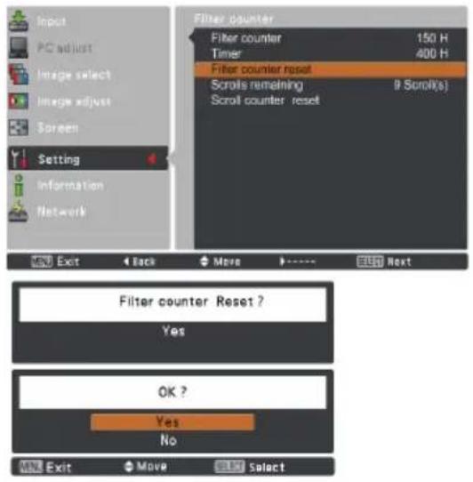 EIKI LC-HDT700 - Resetting the Filter Counter - 1