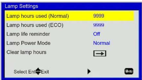 EIKI EIP-WSS3100 - Options | Lamp Settings - 1